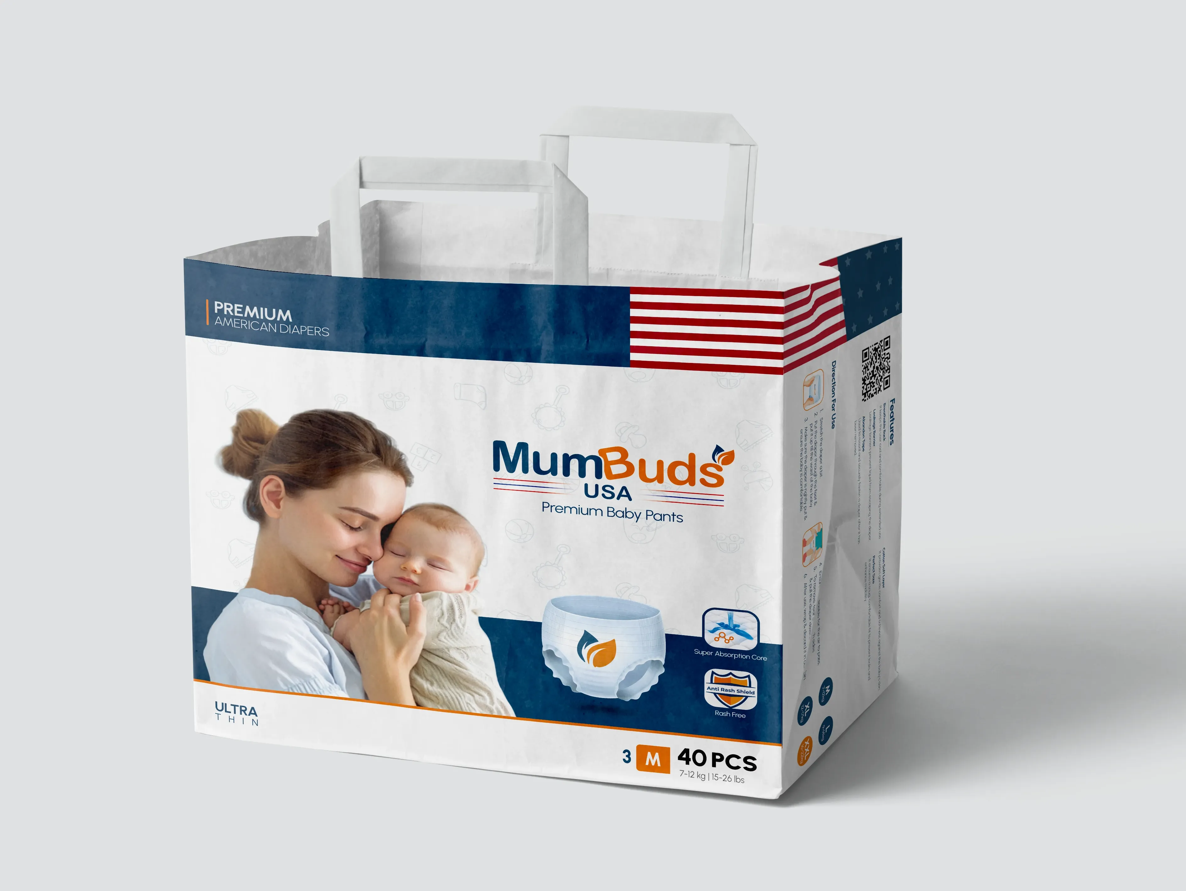 MumBuds Baby Pant Diaper (7-12kg) M40
