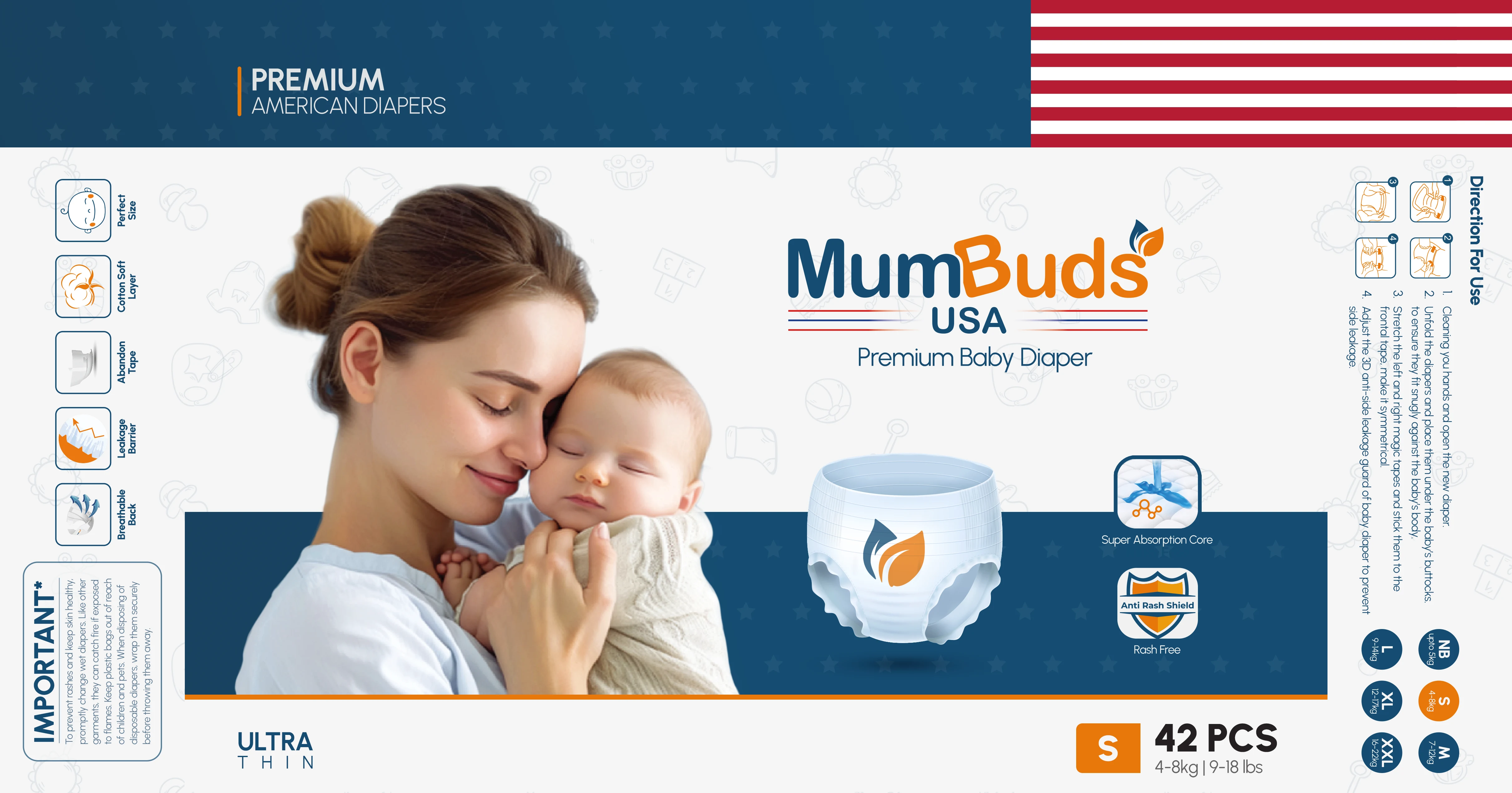 MumBuds Baby Diaper S42 (4-8kg)  view 2