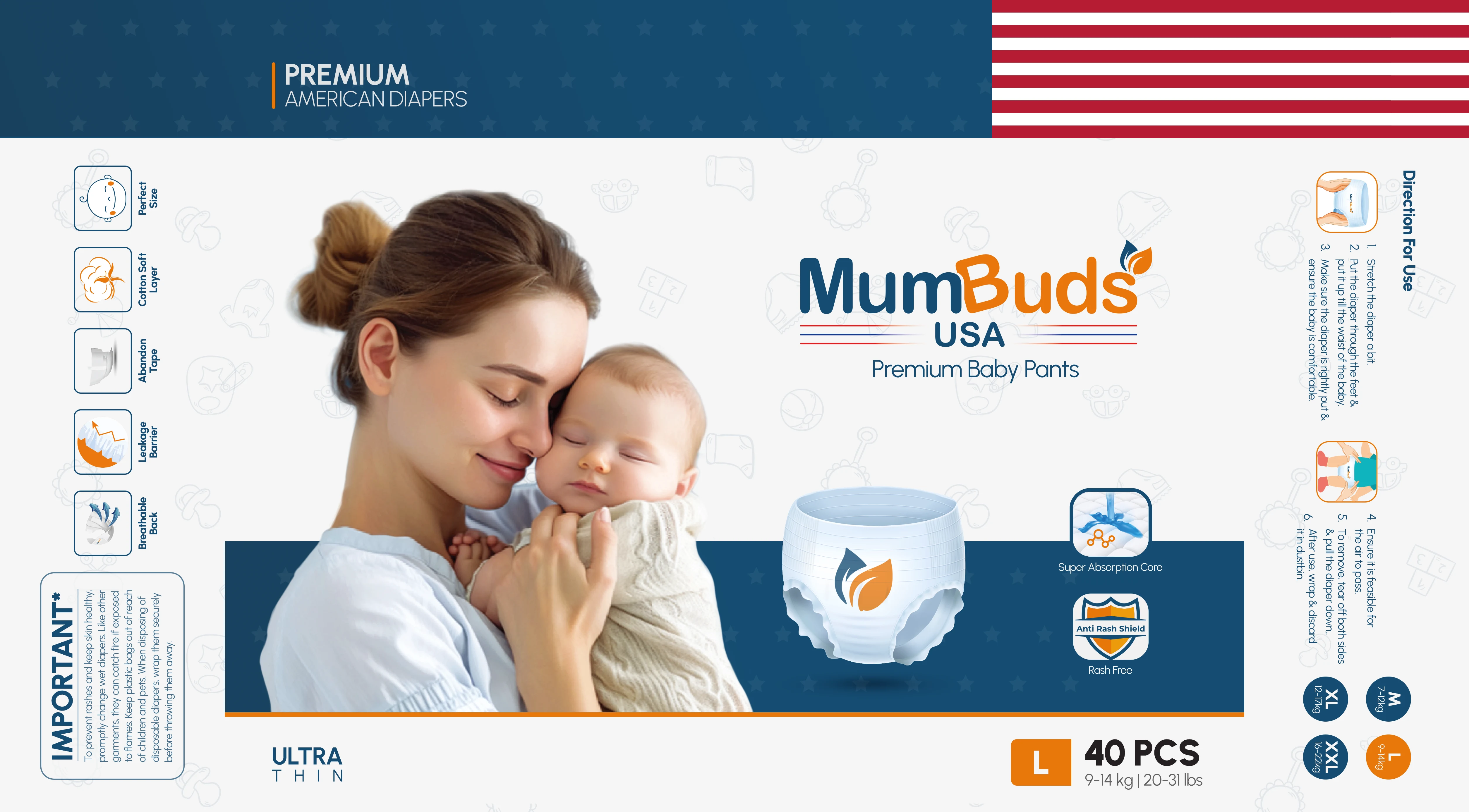 MumBuds Baby Pant Diaper (9-14kg) L40 view 2