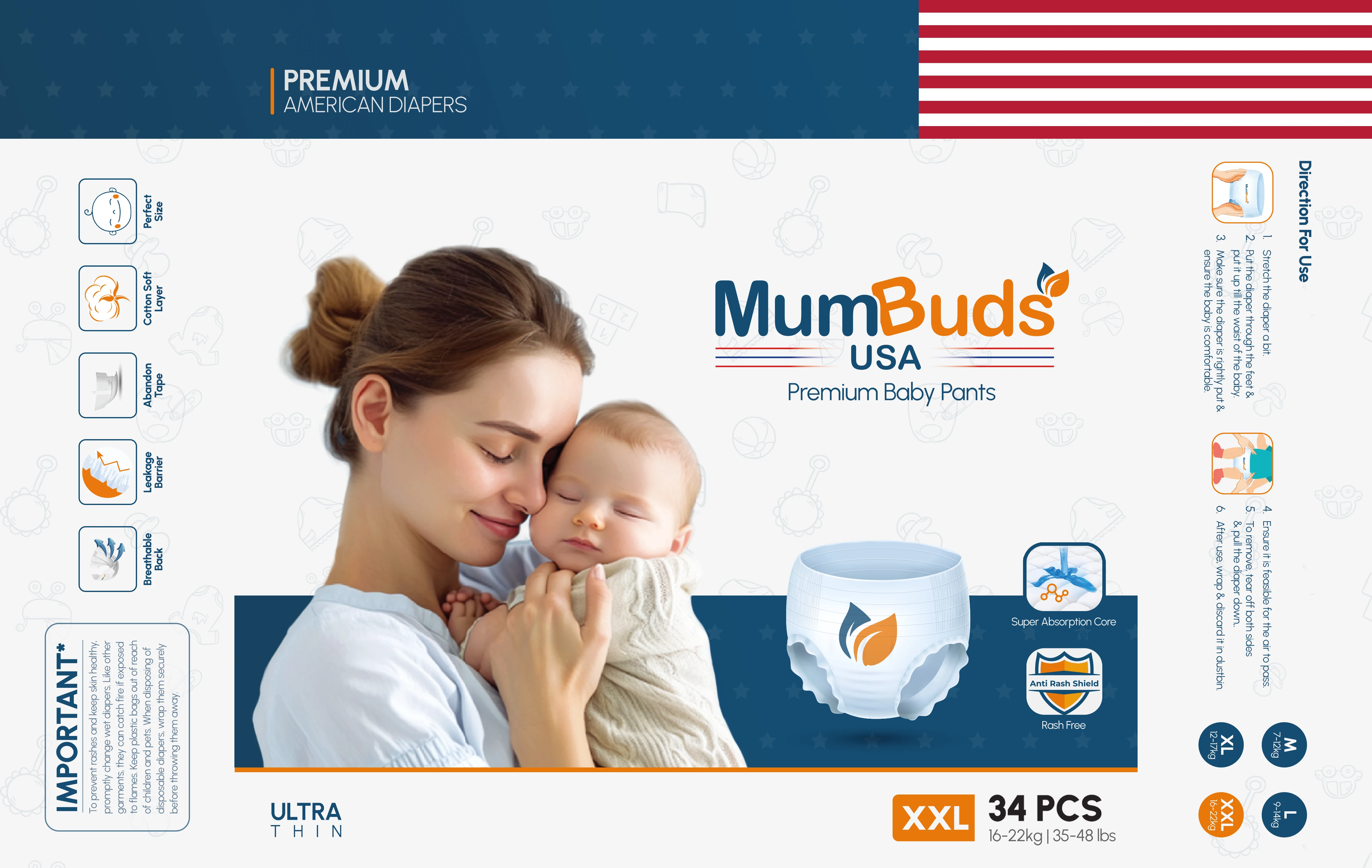 MumBuds Baby Pant Diaper (16-22kg) XXL34 view 2
